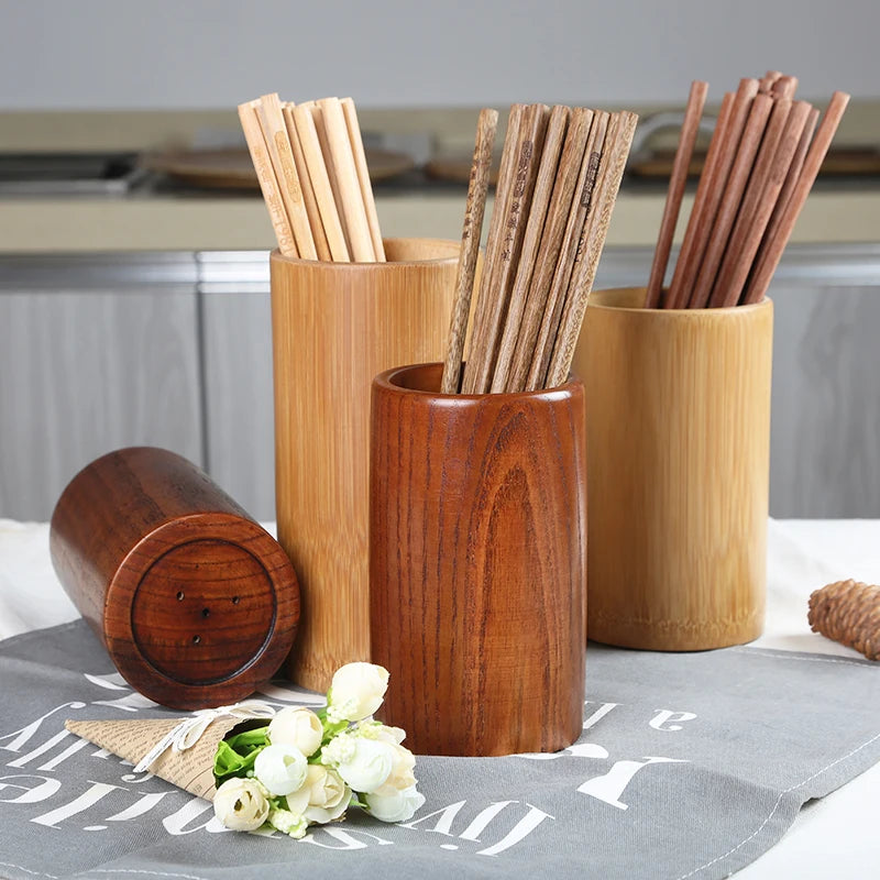 Bamboo Chopstick Holder Kitchen Storage Drainage Rack