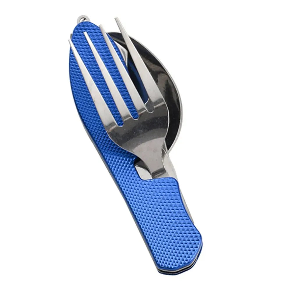 Foldable Camping Utensil Set - Multi-Functional Knife, Fork, Spoon Combo for Outdoor, Camping, Picnic, Travel