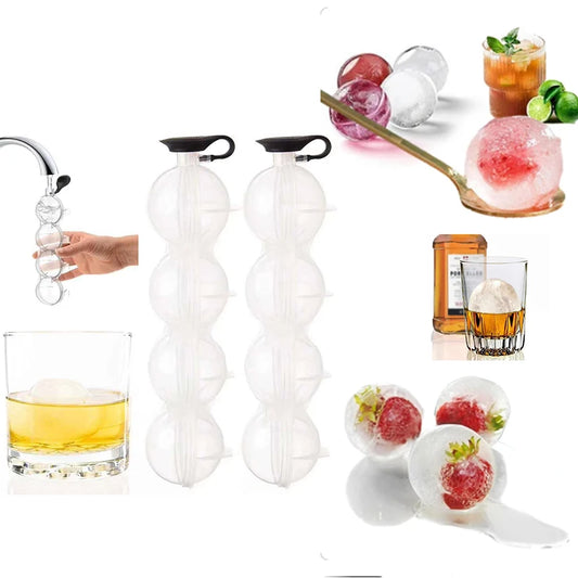 4 Hole Round Ice Ball Mold for Whiskey Cocktails