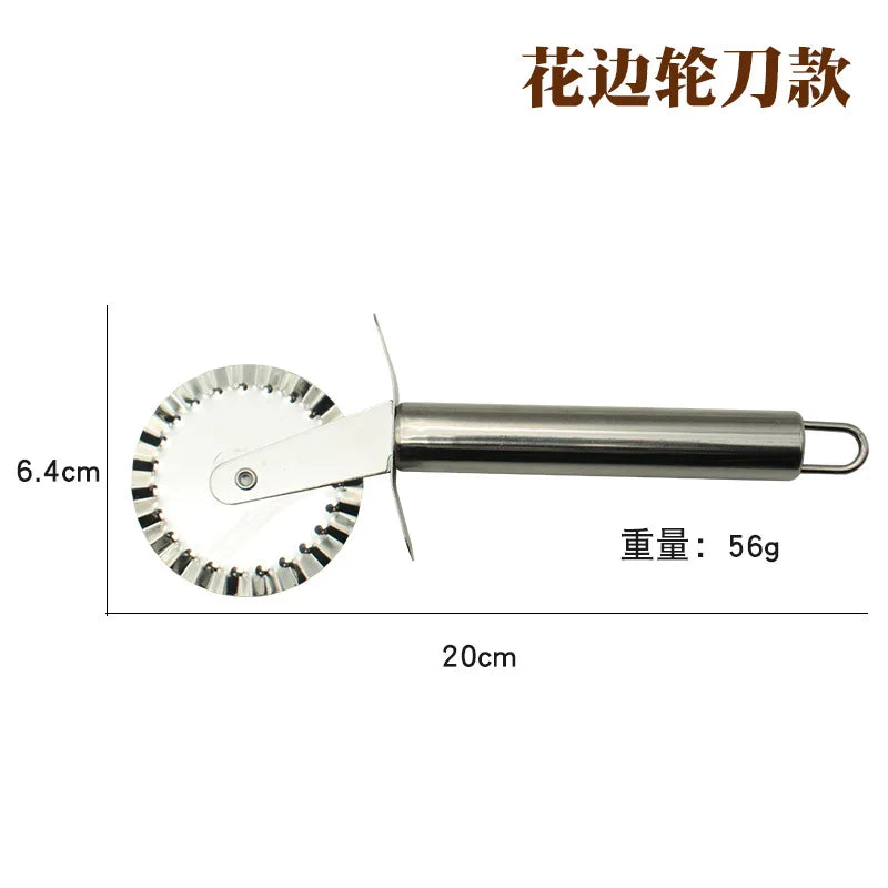 Stainless Steel Pizza Cutter Wheel and Server Tool