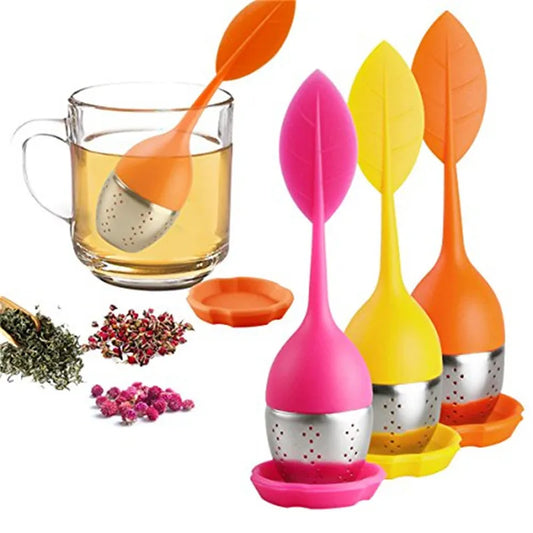 Stainless Steel Tea Infuser Silicone Handle Strainer Filter Sieve Kitchen Accessories