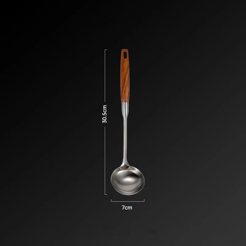 304 Stainless Steel Skimmer Spoon with Wooden Handle