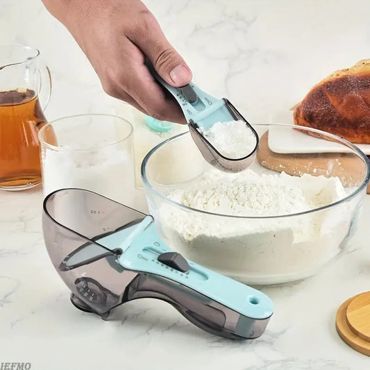 Adjustable Measuring Cup and Spoon for Dry and Liquid Ingredients