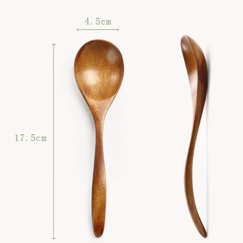 Wooden Soup Spoon Set - Solid Wood Tableware Accessories