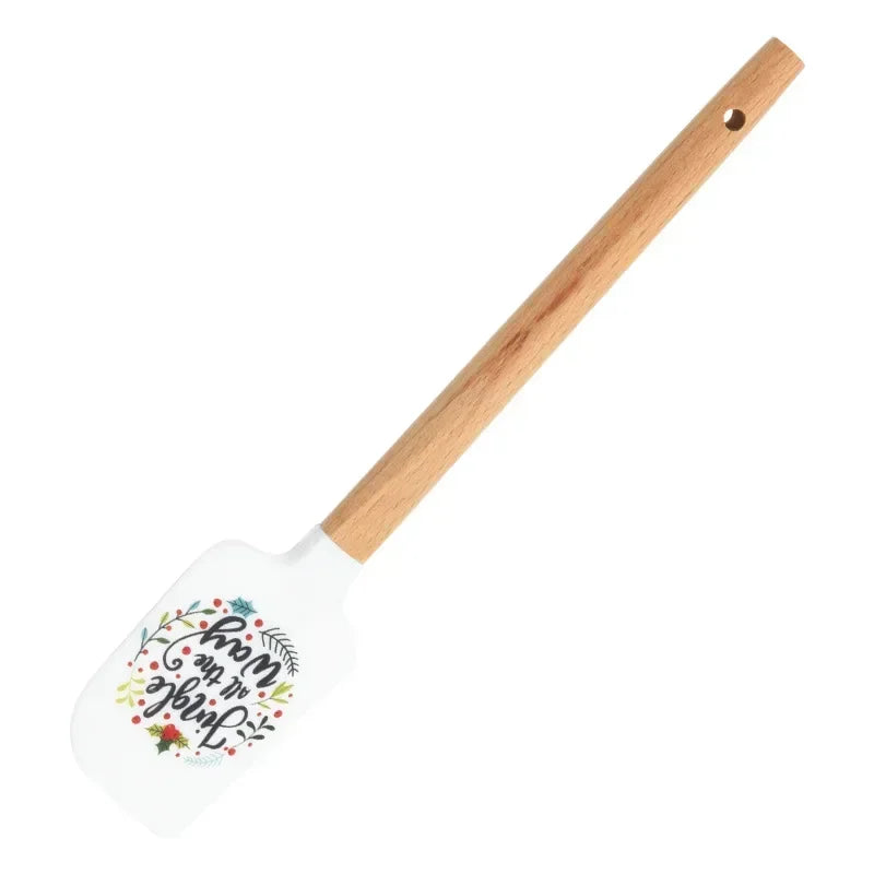 Christmas Silicone Spatula Wooden Handle Baking Scraper