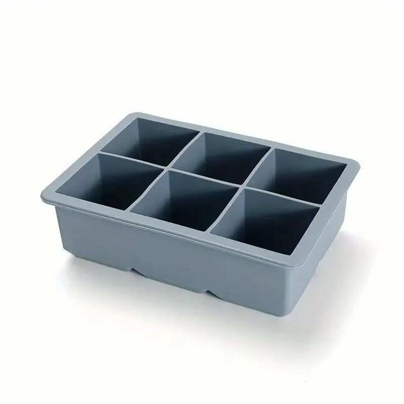 Silicone Ice Cube Tray with Lid, 6-Cavity Mold, Food Grade, Freezer Safe