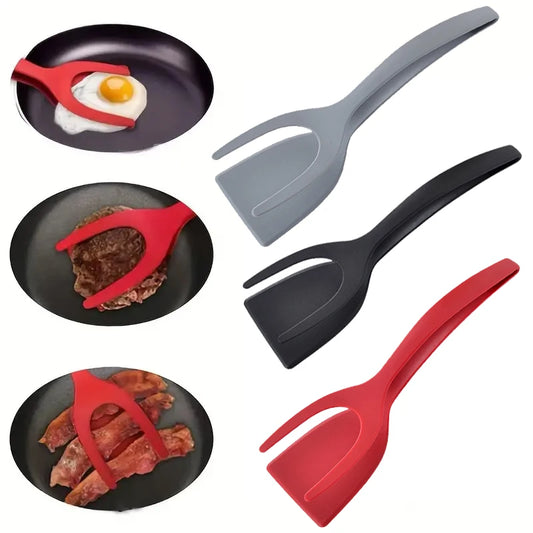 Nylon Grip Flip Tongs Egg & Steak Spatula Turner Kitchen Tool