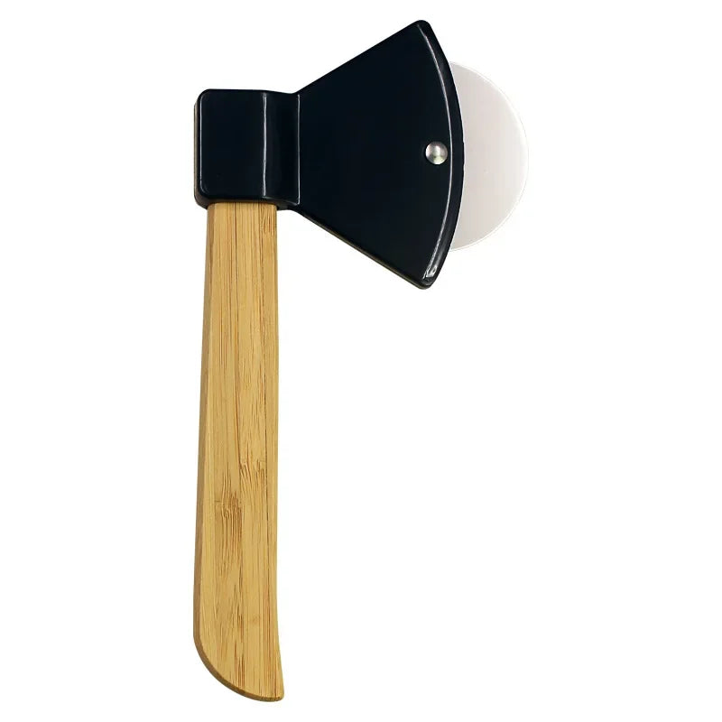 Axe Shape Stainless Steel Pizza Cutter with Wooden Handle