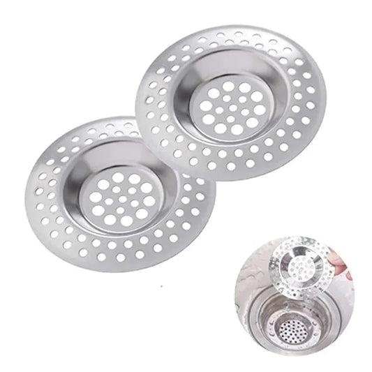 2Pcs Stainless Steel Sink Strainer Hair Catcher Drain Filter 7.5cm