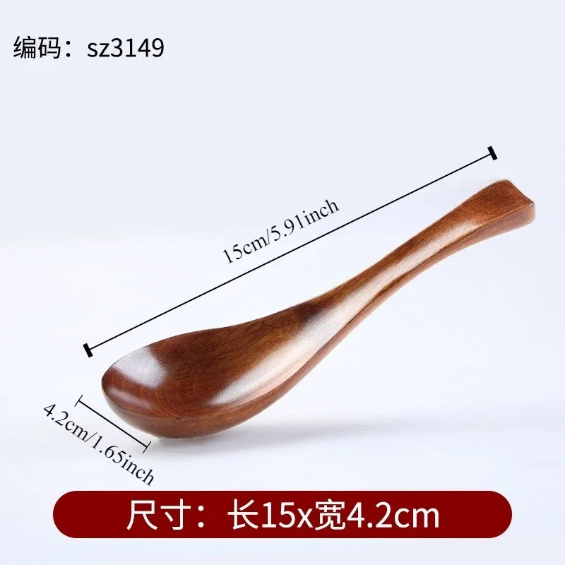 Wooden Long Handle Soup Spoon Kitchen Utensils Ramen Spoon