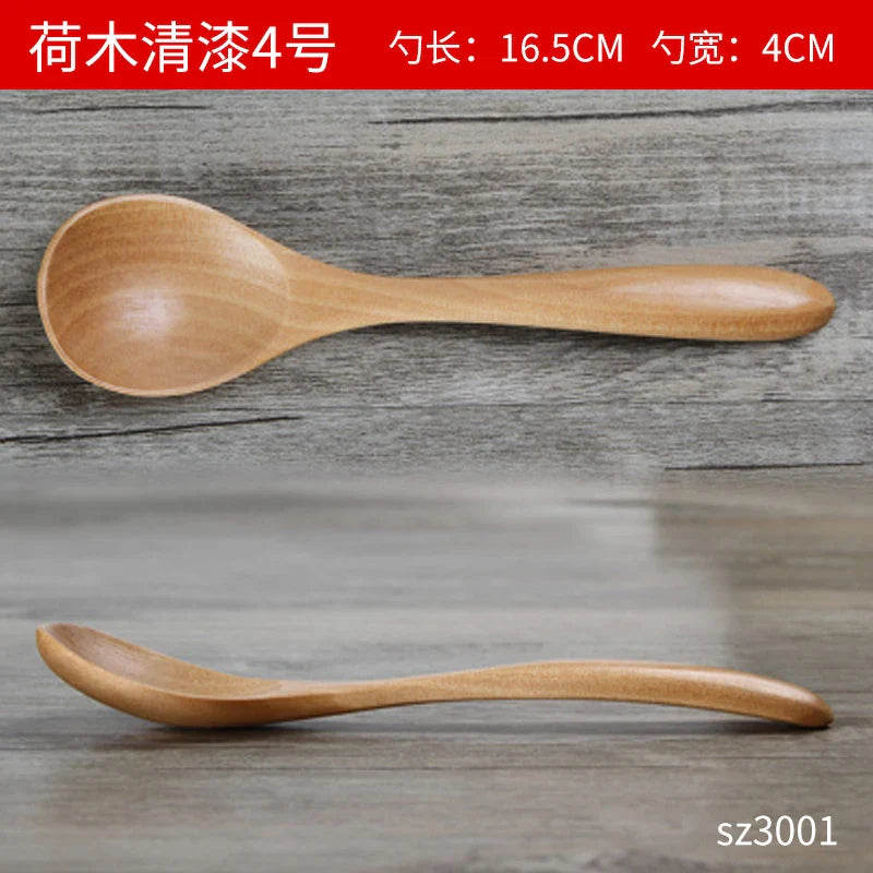 Wooden Spoon Natural Wood Rice Soup Coffee Dessert Bento Spoon