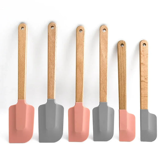 Wooden Handle Silicone Spatula Cake Pastry Scraper Pizza Mixer Bread Spreader