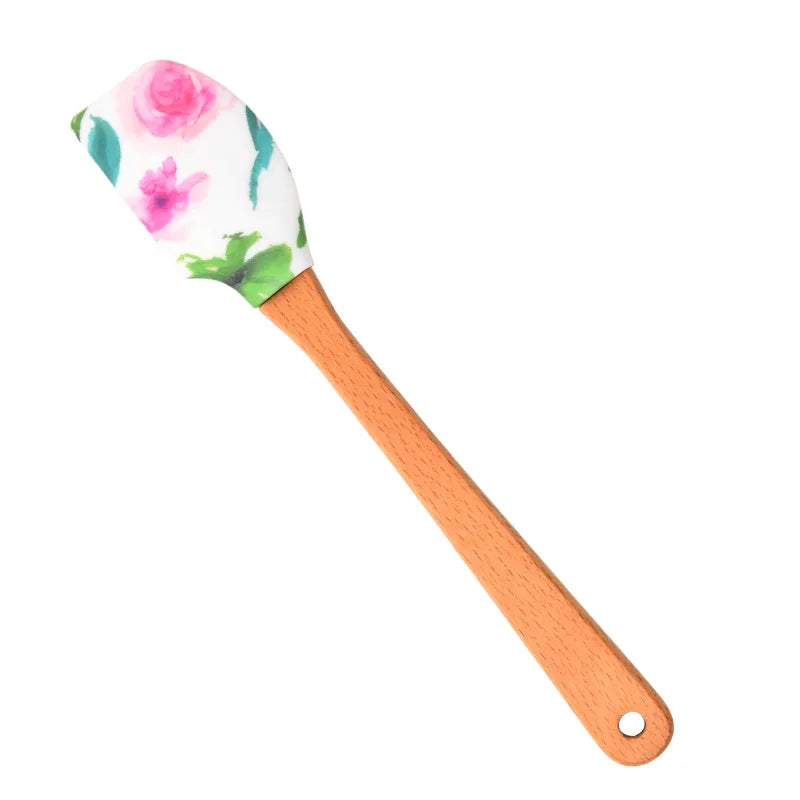 Wooden Handle Silicone Spatula Nonstick Baking Scraper Pastry Blender