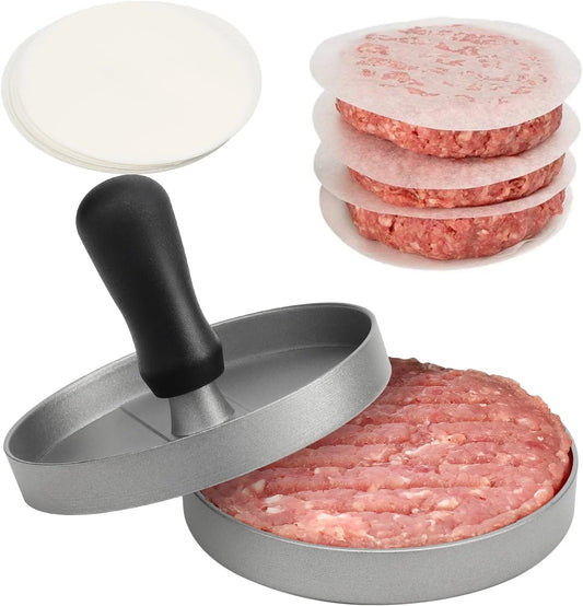 Non-Stick Aluminum Burger Press with Wax Paper for BBQ Grill