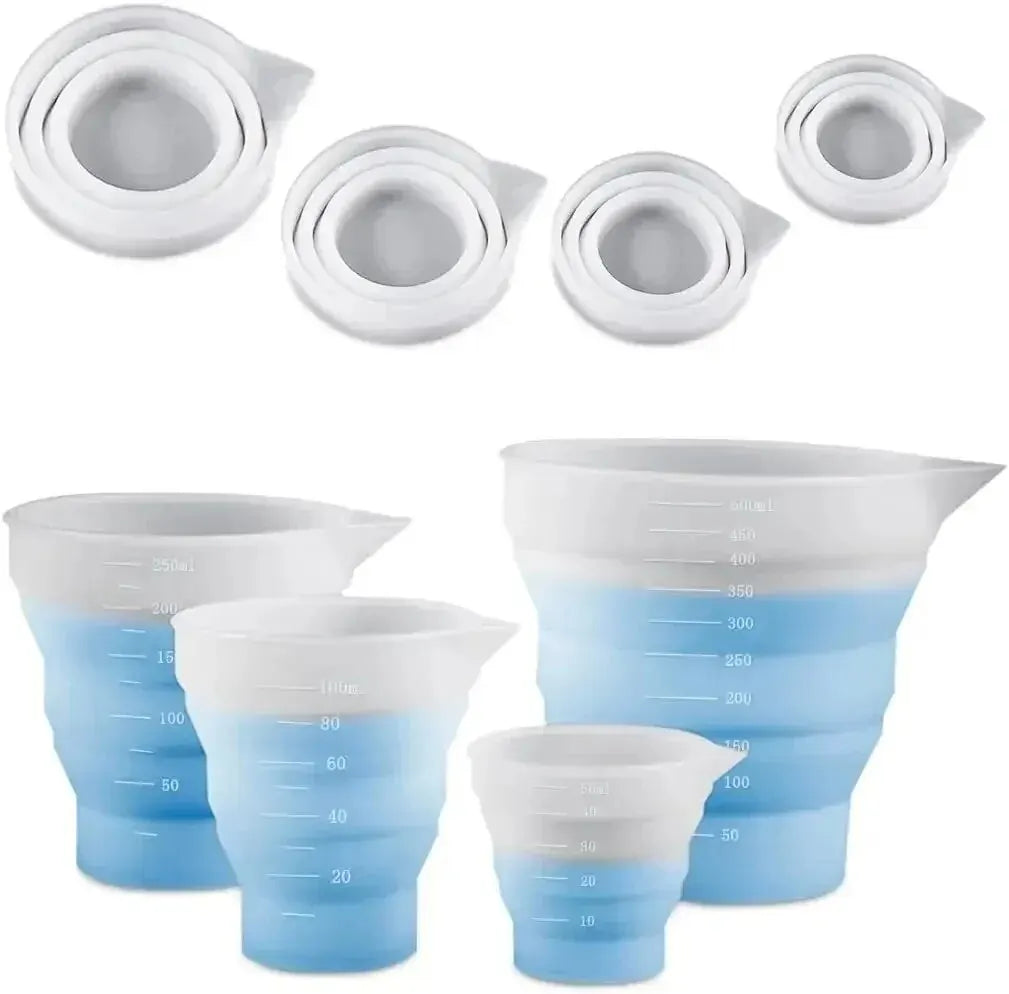 Foldable Silicone Measuring Cup 50-500ml for DIY Epoxy Resin Jewelry