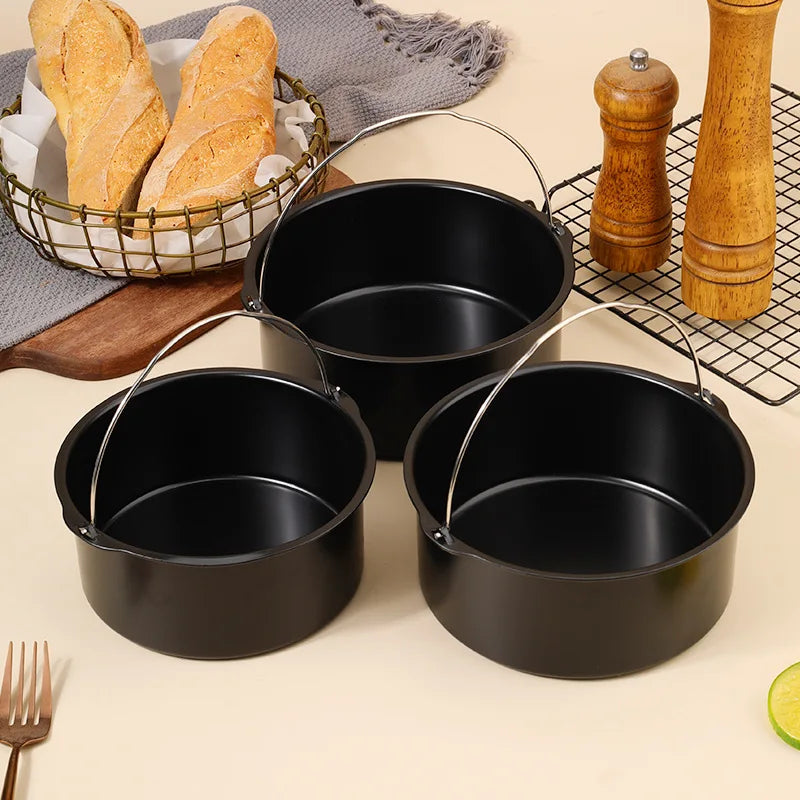 Air Fryer Non-Stick Cake Mold with Handle - 6/7/8 Inch Baking Basket for Oven