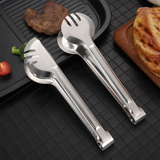 Stainless Steel Non-Slip Food Tongs for Cooking, BBQ, Salad, Bread, Steak