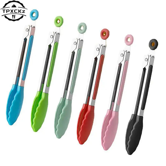 Silicone BBQ Grilling Tongs Non-Stick Stainless Steel Cooking Tools