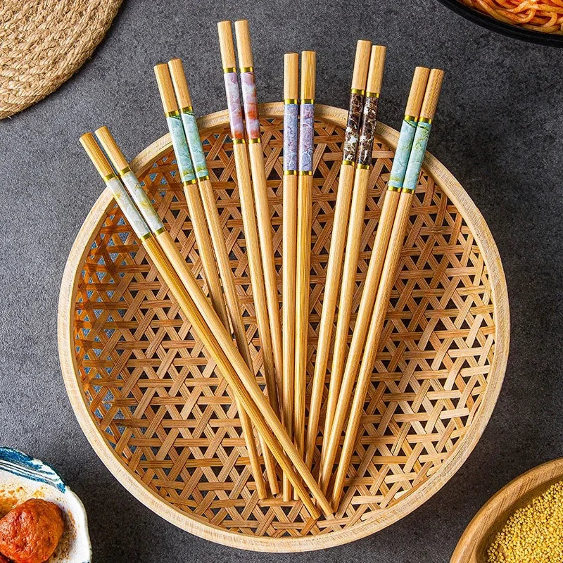 Premium Anti-Mold Anti-Slip High-Temperature Resistant Bamboo Chopsticks Set