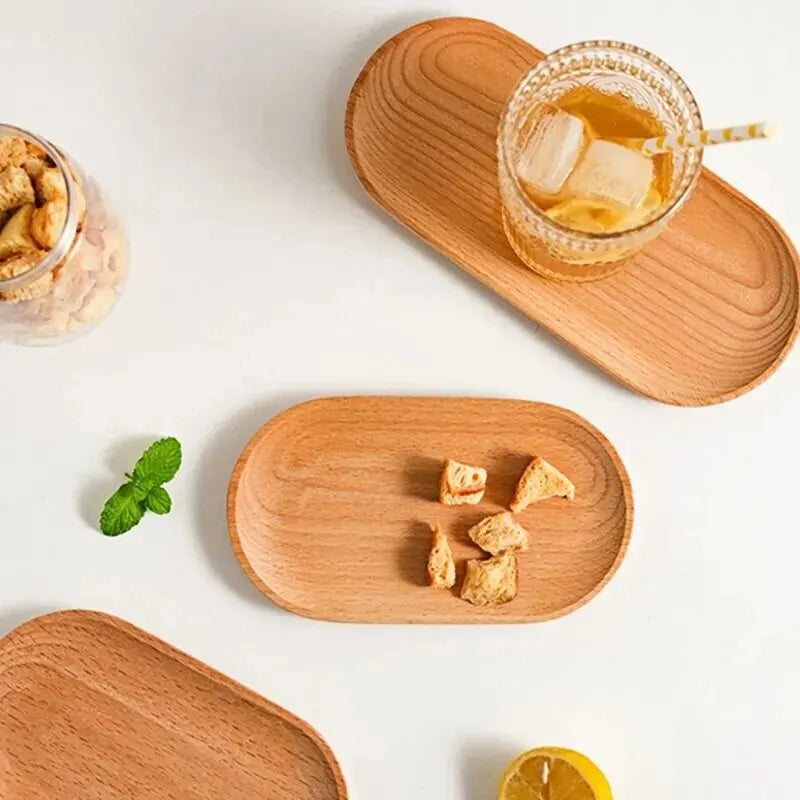 Beech Oval Wooden Plate 18cm - Mini Solid Wood Tray for Kids