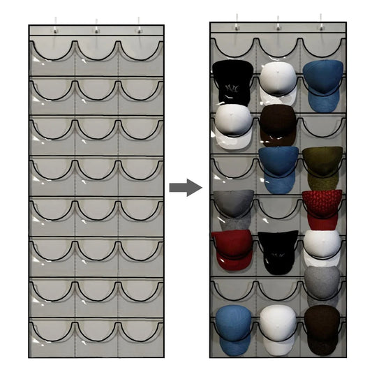 Hat Organizer 24 Pockets Door Hanging Storage Rack for Baseball Caps