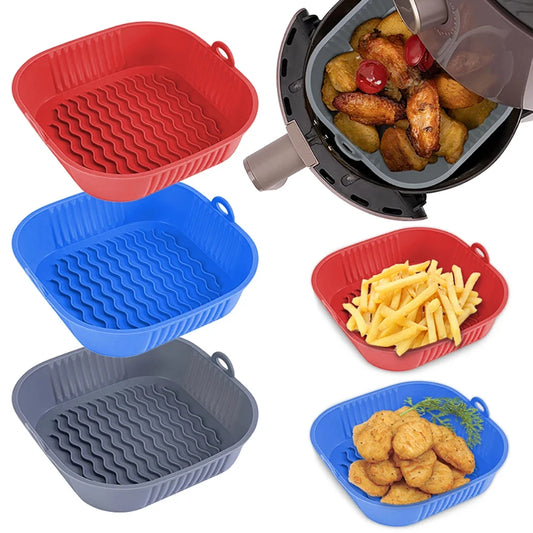 Silicone Air Fryer Tray Reusable BBQ Pad Oven Baking Mold Basket