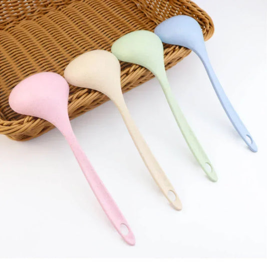 Wheat Straw Rice Ladle - Long Handle Soup Spoon, 4 Colors, Kitchen Cooking Tool