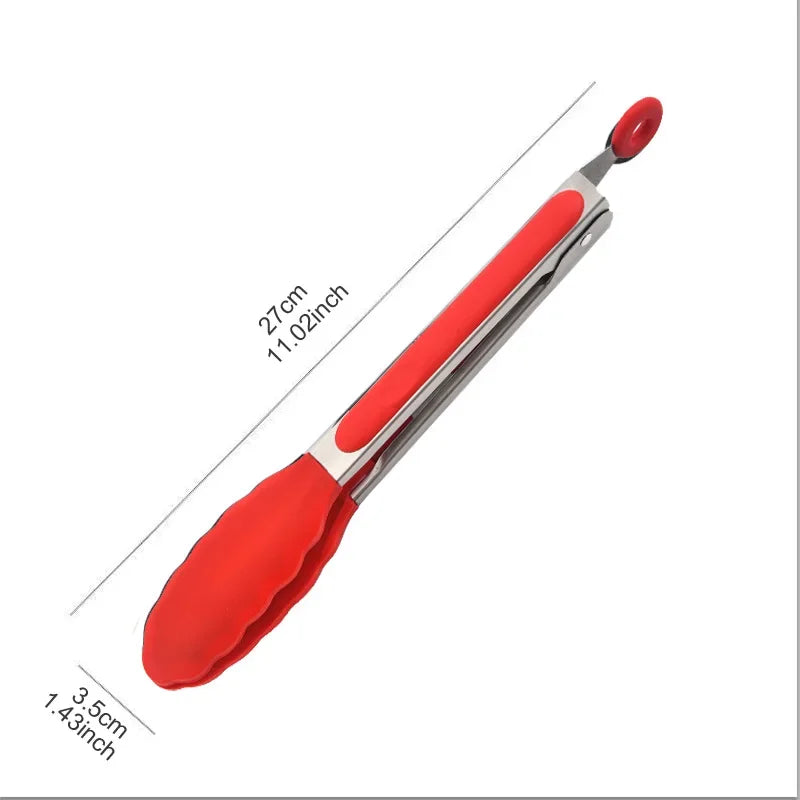 9-inch food tongs Stainless steel tongs Silicone non-stick cooking clips Outdoor  Barbecue salad bread tools Kitchen accessories