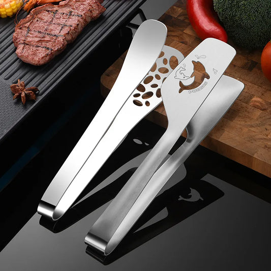 Stainless Steel Non-Stick Dolphin Bread Tongs Grill Clips Kitchen Utensils