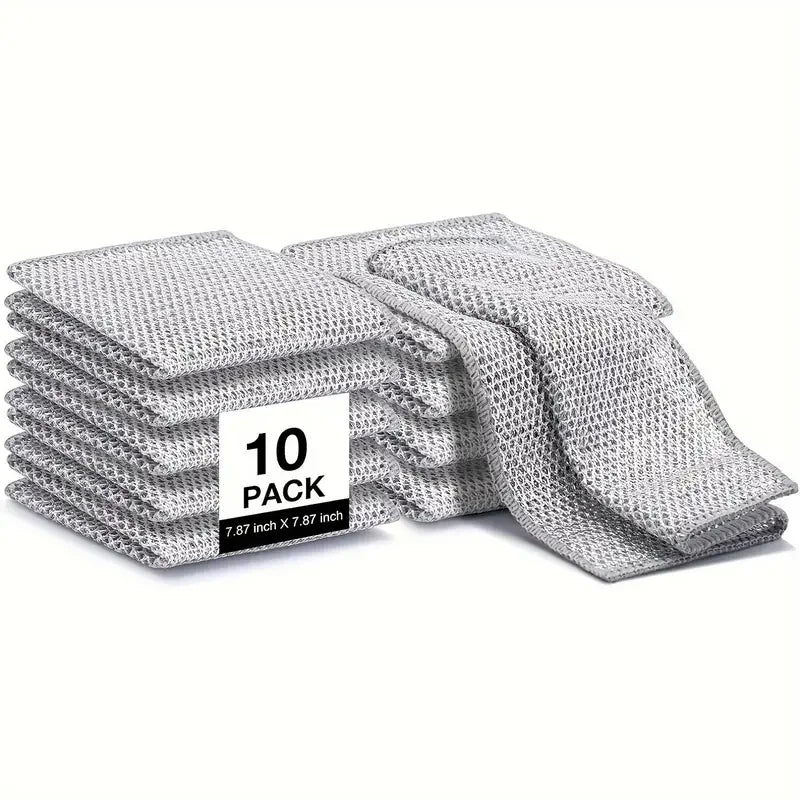 Magic Microfiber Dishcloth with Sponge & Steel Wire - 5/10pcs Kitchen Cleaning Towel