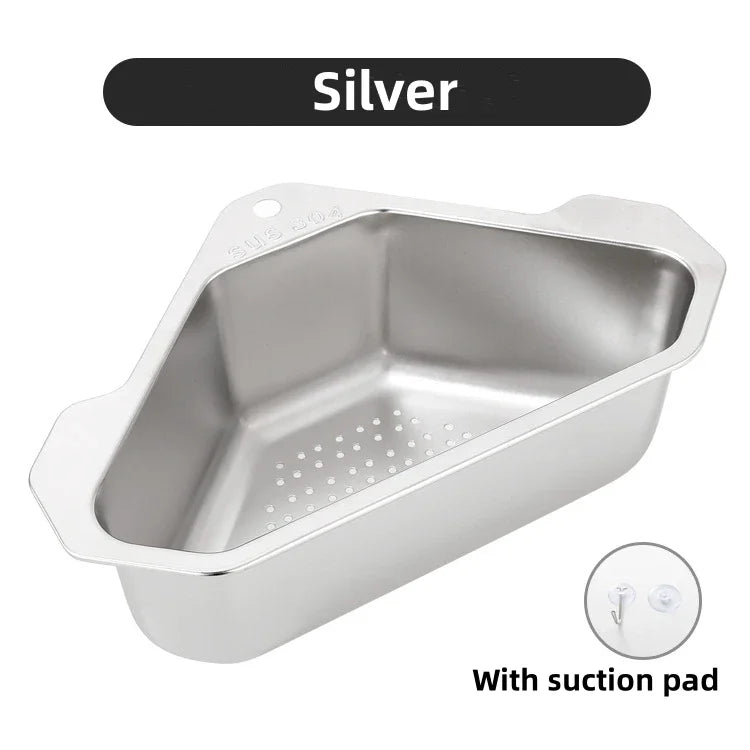 Stainless Steel Triangle Sink Drain Basket with Suction Cup