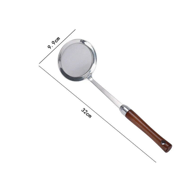 Stainless Steel Colander with Wooden Handle - Juice Soy Milk Filter Skimmer