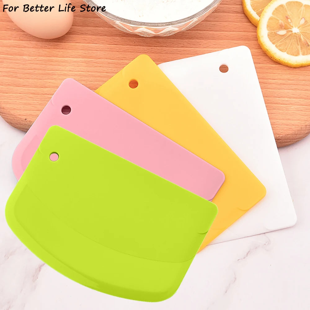 4-Color Plastic Cake Spatula Set - Cream, Dough, Butter Scraper, Smooth Edge Baking Tools