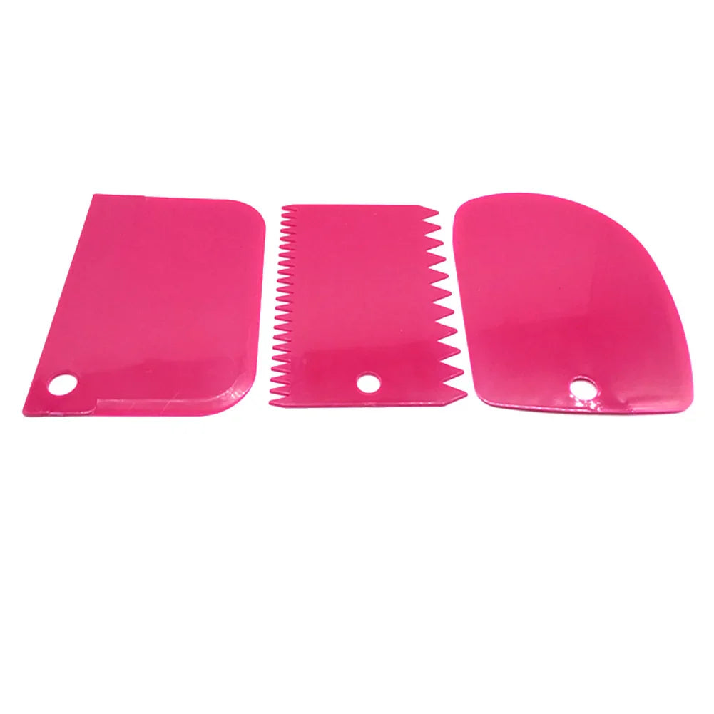 3Pcs Cake Scraper Set: Straight, Arc, Tooth Shape Plastic Fondant Tools