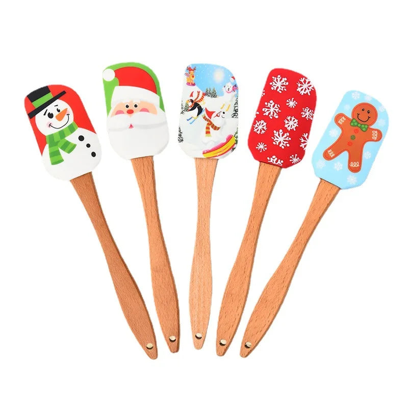 Cartoon Silicone Spatula Non-stick Pastry Blender Wooden Handle Cake Mixer