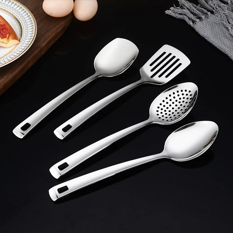 Stainless Steel Soup Spoon Colander Serving Spatula Utensil Set