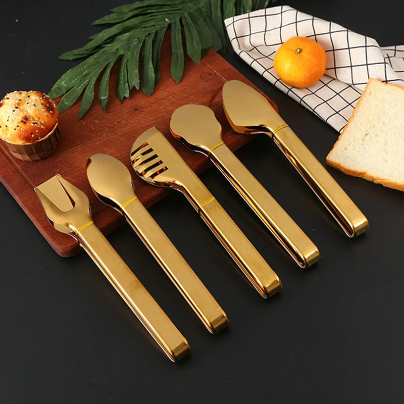 Stainless Steel Nonstick Food Tongs Clips for Bread and Steak