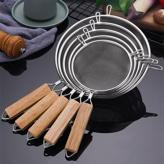 304 Stainless Steel Mesh Strainer with Wooden Handle