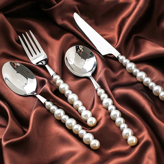 Pearl Cutlery Set 18/10 Stainless Steel Diamond Inlaid Dinnerware