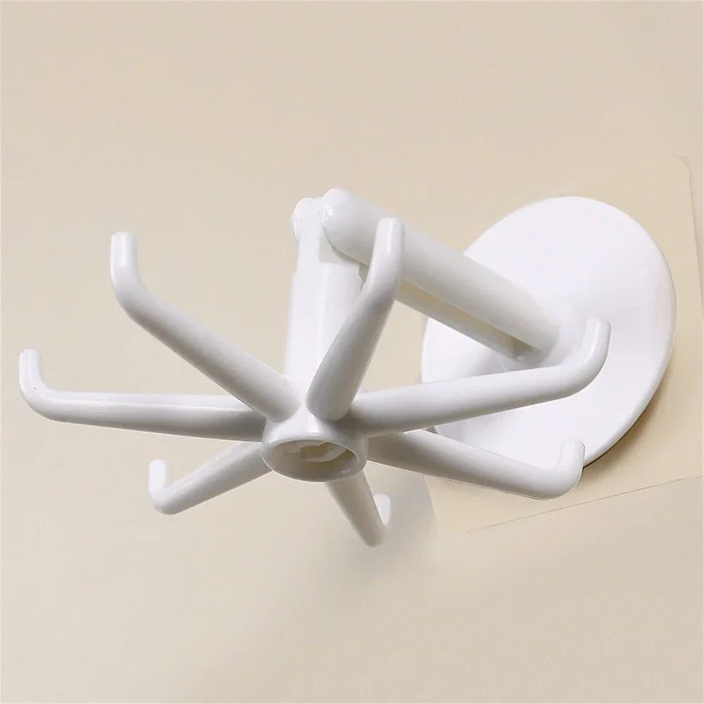 360° Rotating 7-Claw Adhesive Kitchen Storage Hook