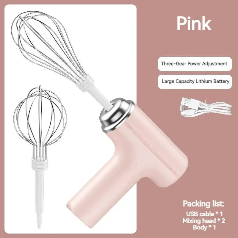 Wireless Electric Mixer 3-Speed Egg Beater Dough Cake Cream Frother