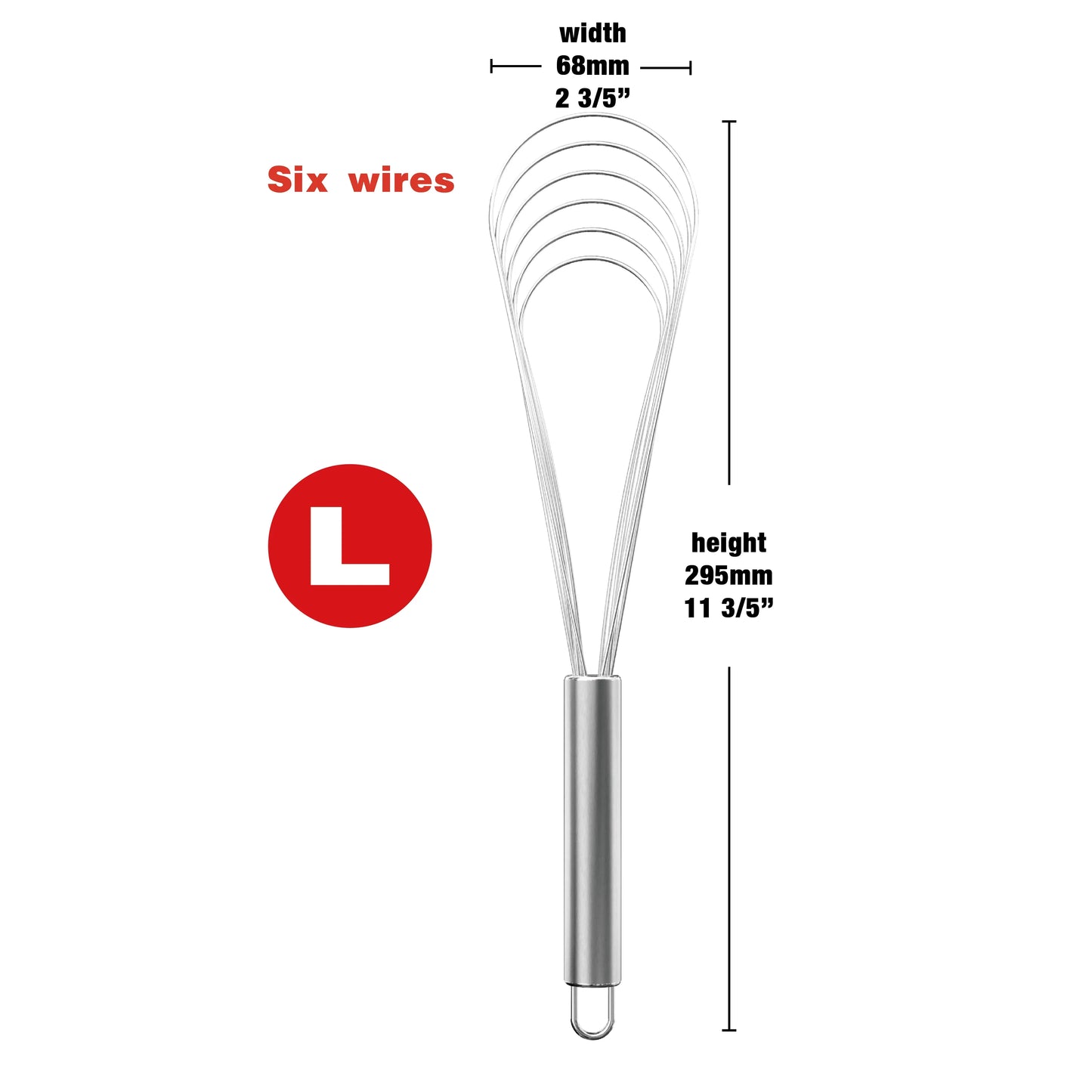 VIMACO® Stainless Steel Flat Whisk Set 8" 10" 12" for Baking and Cooking