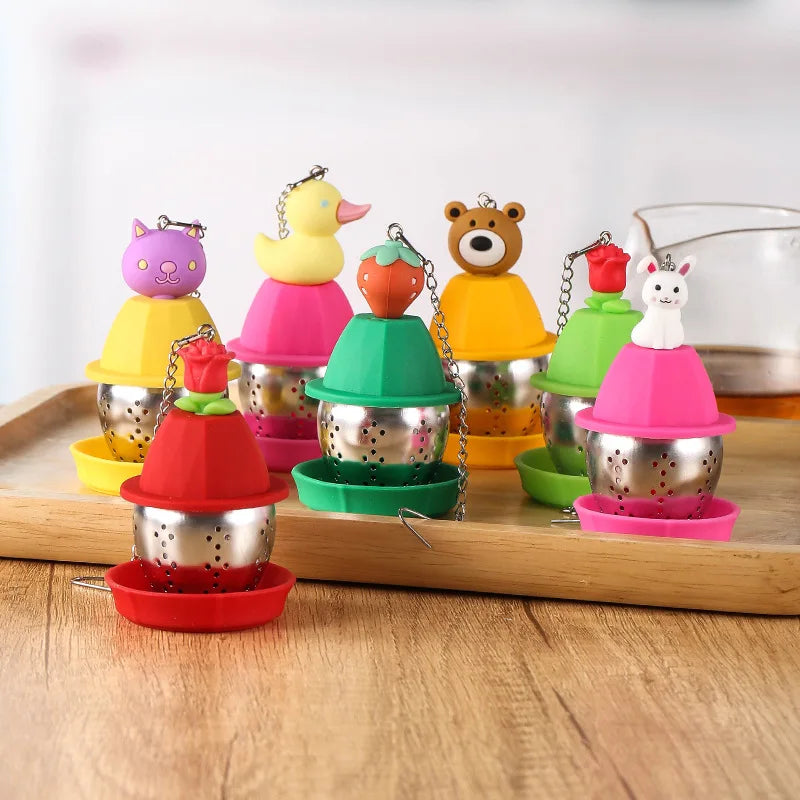 Cartoon Animal Silicone Tea Infuser Stainless Steel Strainer Herbal Spice Filter