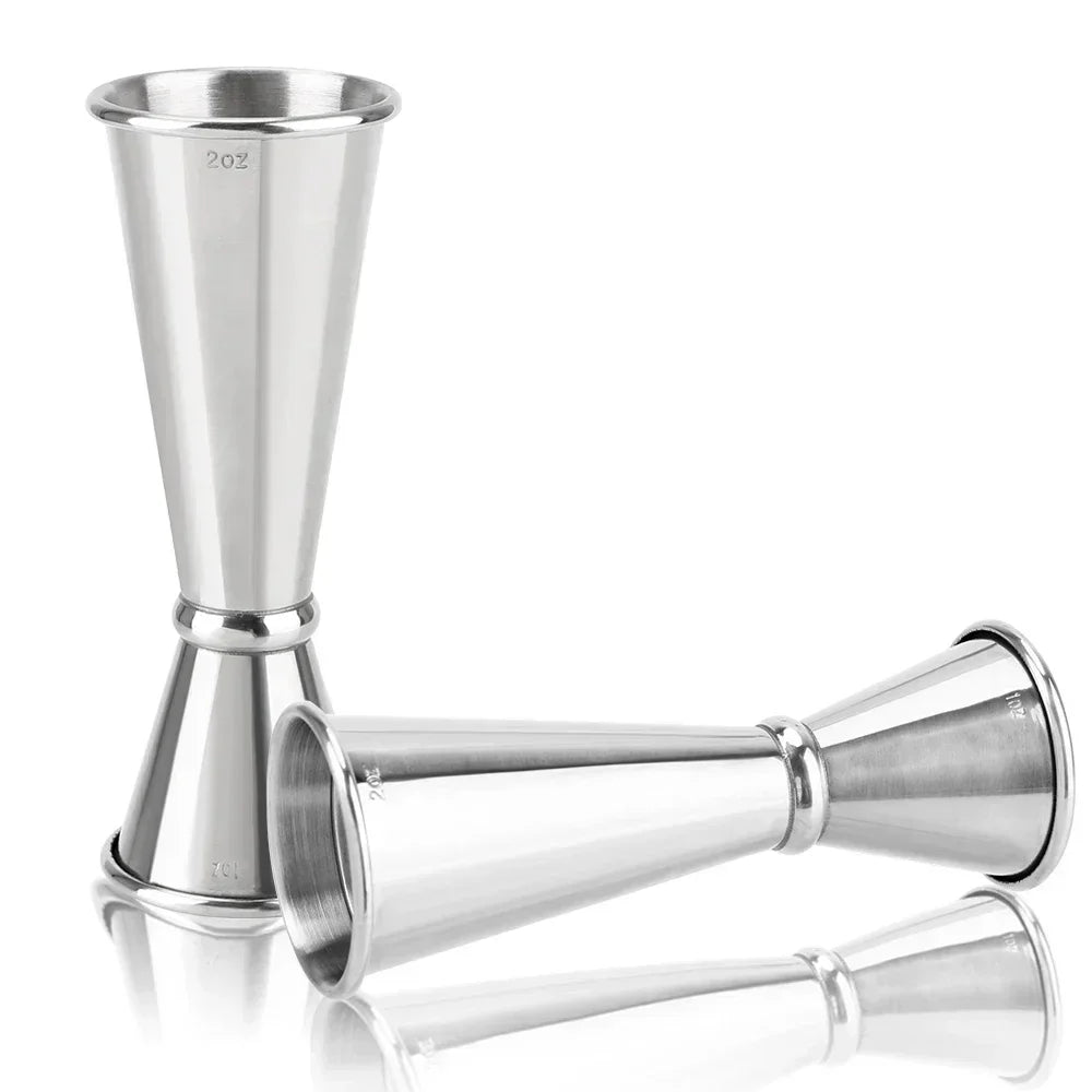 2PCS Stainless Steel Double Shot Jigger 30/60ml Cocktail Measure Cup