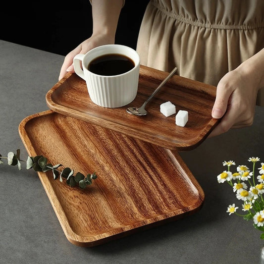 Acacia Wood Rectangular Dinner Plate Tray