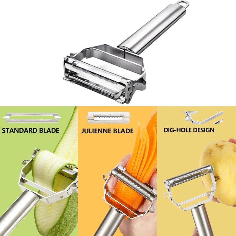 Stainless Steel Vegetable Peeler Slicer Grater Shredder Multifunctional Tool