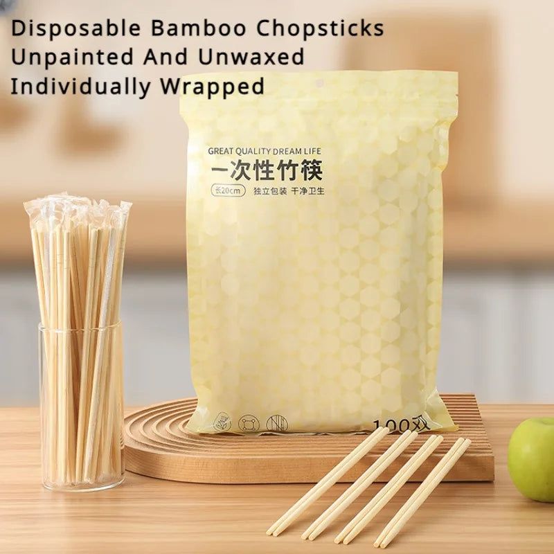 Disposable Bamboo Chopsticks 100/200/300 Pairs Individually Packed Food Grade