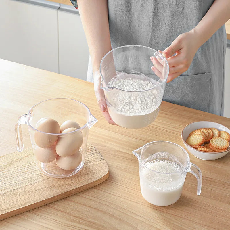 Transparent Measuring Cup with Scale and Whisk Handle for Baking and Cooking
