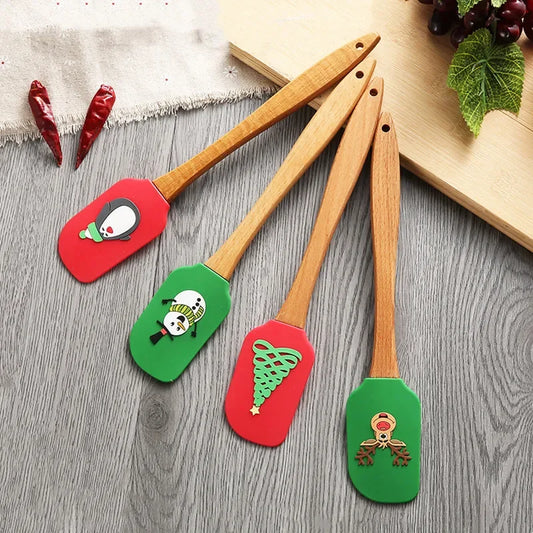 Christmas Cake Spatula Silicone Pastry Scraper Non-stick Mixer Baking Accessories