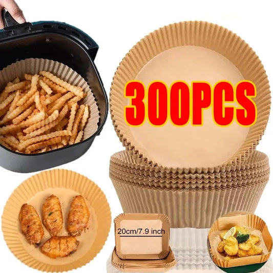 Air Fryer Disposable Paper Liners Non-Stick Oil Absorbing Baking Mats (50/100PCS)